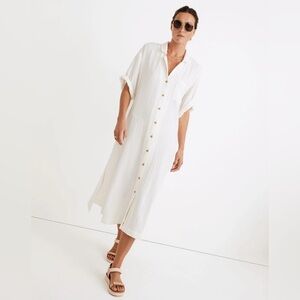 Madewell White Button-Down Swim Coverup